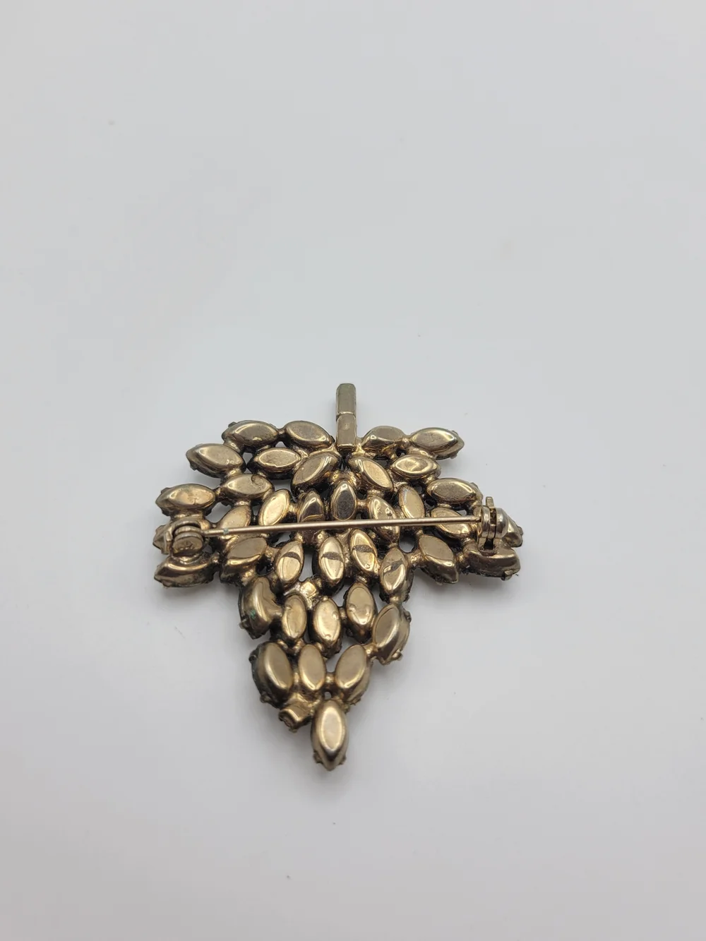 Vinyate Silver Crystal Cluster Leaf Brooch